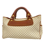 Celine Handbag Boogie Nylon Canvas Beige Champagne Gold