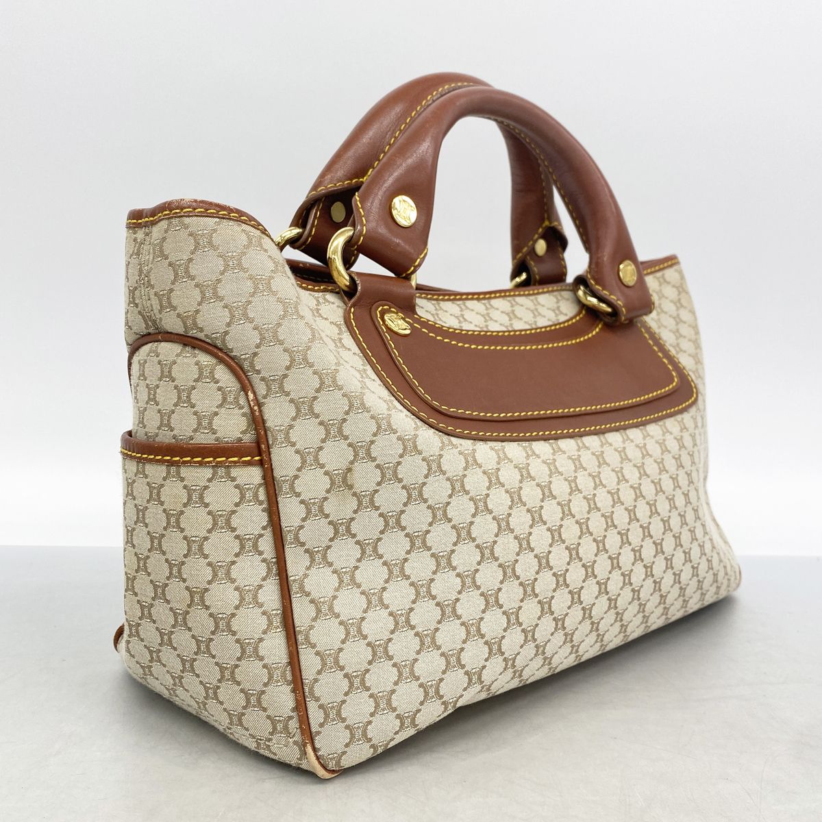 Celine Handbag Boogie Nylon Canvas Beige Champagne Gold — view 2