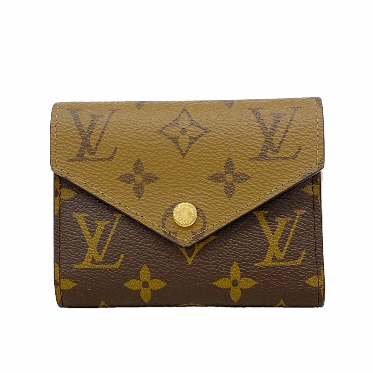 Louis Vuitton Trifold Wallet Monogram Reverse Portefeuille Victorine Brown