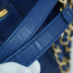 Chanel Shoulder Bag Quilted Lambskin Blue Gold — view 7