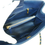 Chanel Shoulder Bag Quilted Lambskin Blue Gold — view 4
