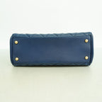 Chanel Shoulder Bag Quilted Lambskin Blue Gold — view 3
