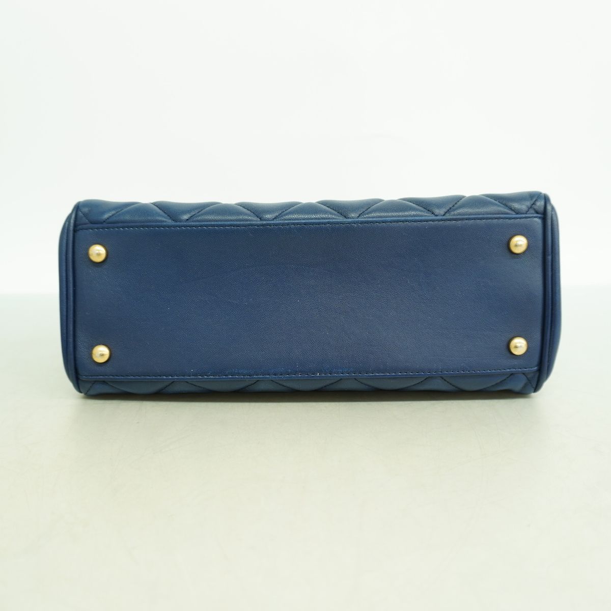 Chanel Shoulder Bag Quilted Lambskin Blue Gold — view 3