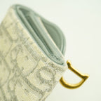 Dior Trifold Wallet Saddle Canvas Beige Gray Gold — view 6