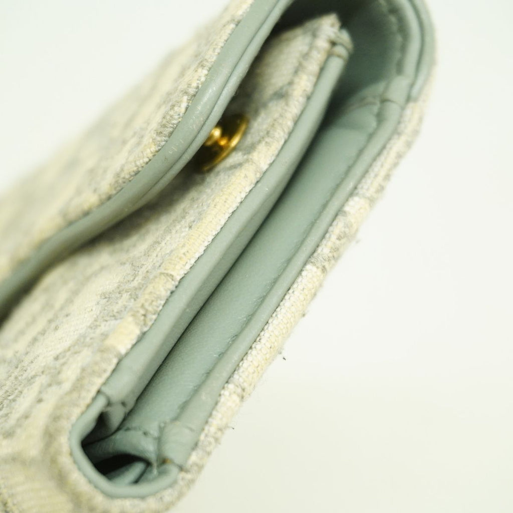 Dior Trifold Wallet Saddle Canvas Beige Gray Gold — view 7