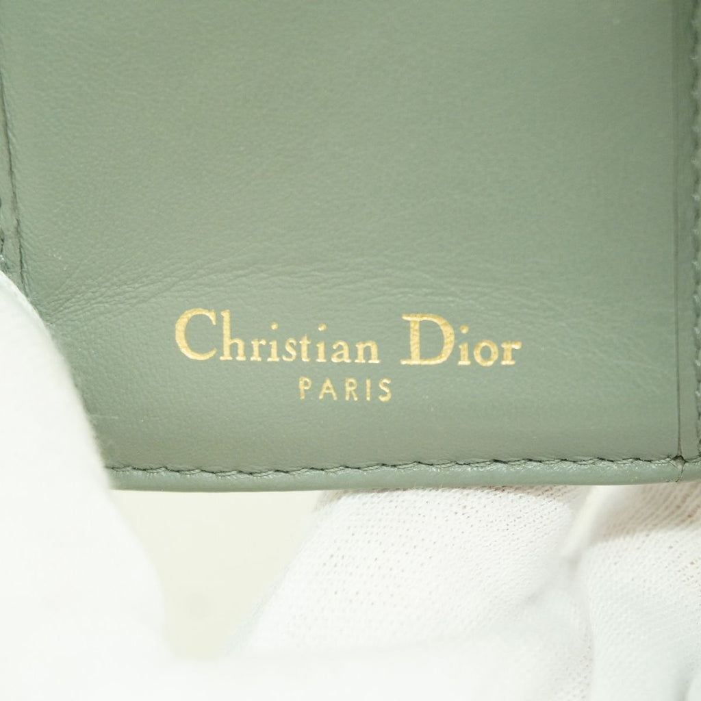 Dior Trifold Wallet Saddle Canvas Beige Gray Gold — view 4