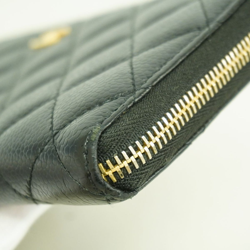 Chanel Wallet Quilted Caviar Leather Black Gold — view 5