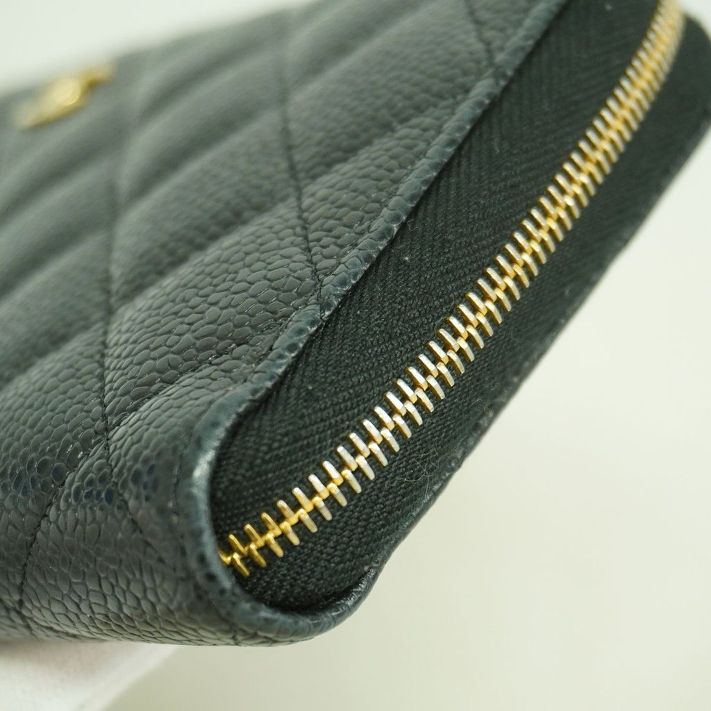 Chanel Wallet Quilted Caviar Leather Black Gold — view 6