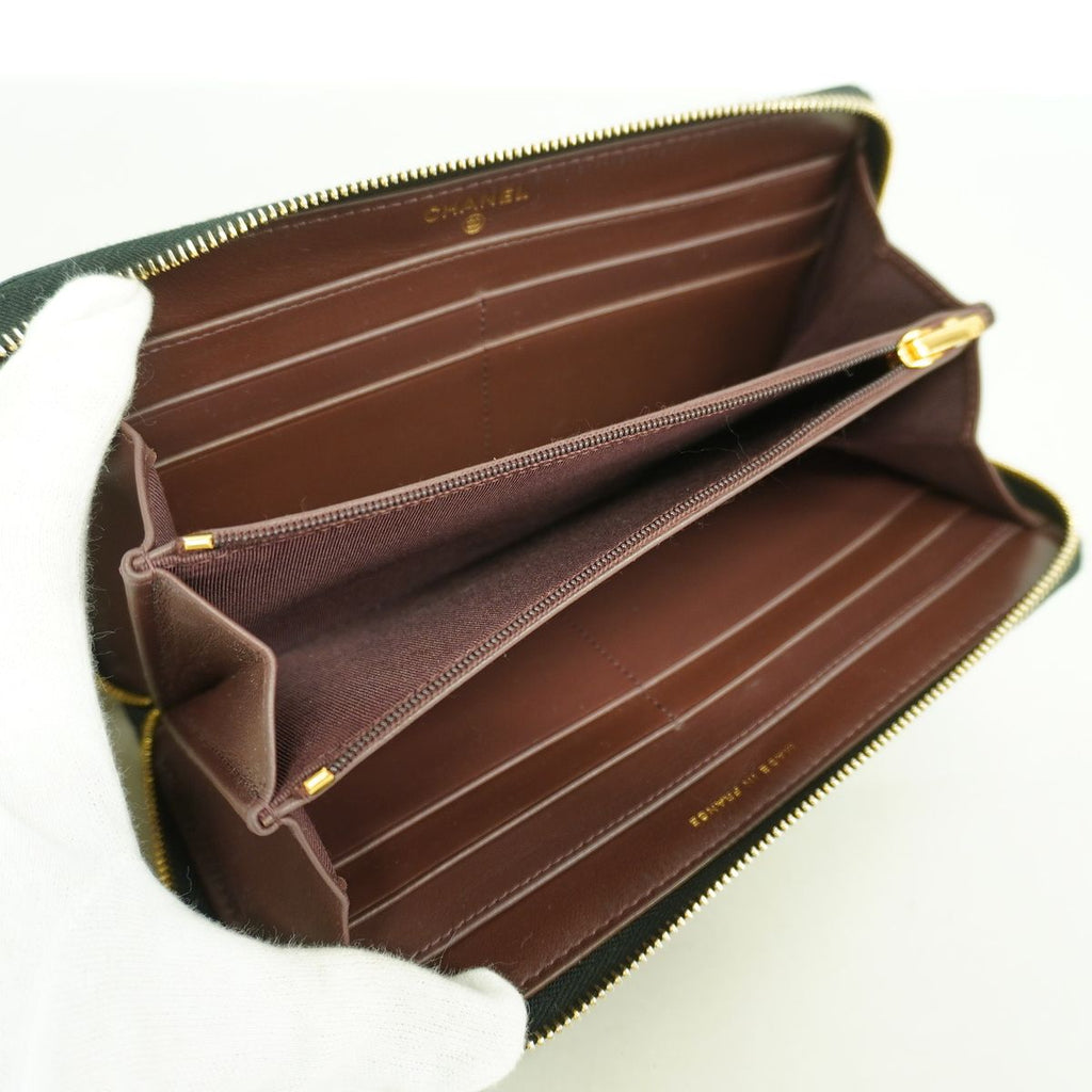 Chanel Wallet Quilted Caviar Leather Black Gold — view 3