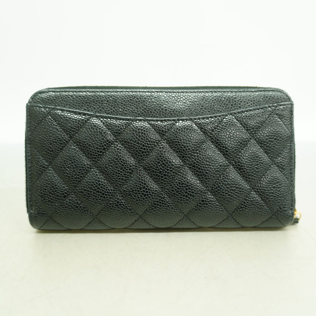 Chanel Wallet Quilted Caviar Leather Black Gold — view 8