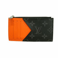 Louis Vuitton Monogram Eclipse Coin Card Holder Black Sunrise Orange