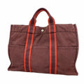 Hermes Tote Bag Fourre Tout MM Canvas Bordeaux Silver