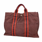 Hermes Tote Bag Fourre Tout MM Canvas Bordeaux Silver