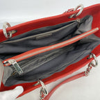 Chanel Chain Tote Bag Quilted Caviar Leather Red Silver — view 4