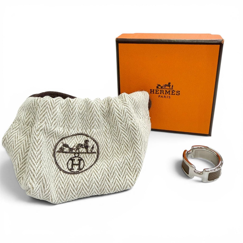 Hermes Olympe Ring Leather Etoupe Silver — view 2