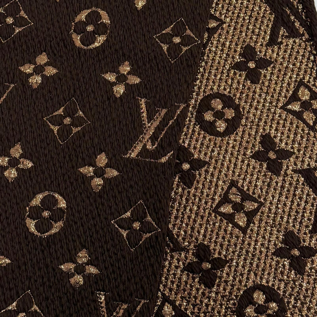 Louis Vuitton Logomania Scarf Shine Wool Silk Brown Monogram Fringe — view 5