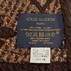Louis Vuitton Logomania Scarf Shine Wool Silk Brown Monogram Fringe — view 7