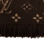 Louis Vuitton Logomania Scarf Shine Wool Silk Brown Monogram Fringe — view 6