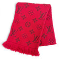 Louis Vuitton Logomania Scarf Wool Silk Ruby Monogram Fringe