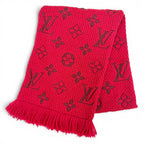 Louis Vuitton Logomania Scarf Wool Silk Ruby Monogram Fringe