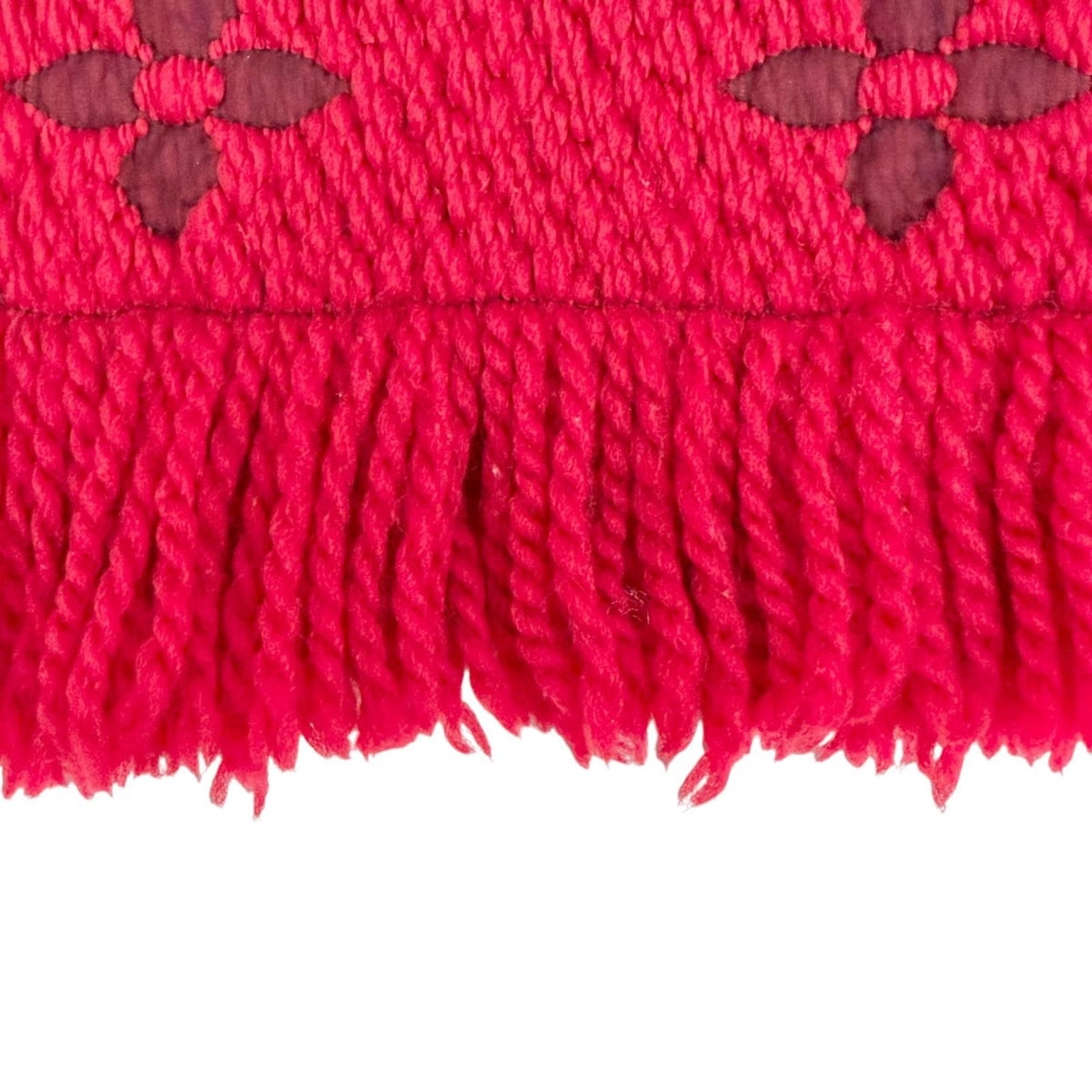 Louis Vuitton Logomania Scarf Wool Silk Ruby Monogram Fringe — view 5