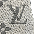 Louis Vuitton Logomania Scarf Wool Silk Blend Gray Perlee Fringe — view 7