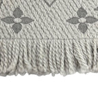 Louis Vuitton Logomania Scarf Wool Silk Blend Gray Perlee Fringe — view 6