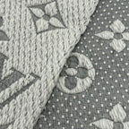 Louis Vuitton Logomania Scarf Wool Silk Blend Gray Perlee Fringe — view 5