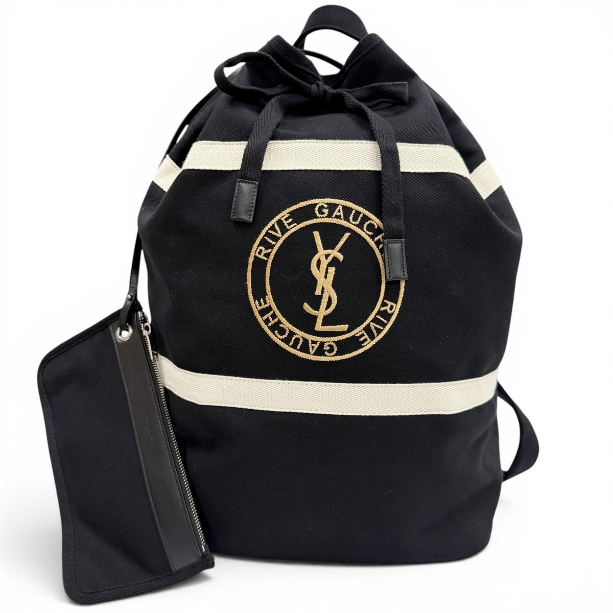 Saint Laurent Paris Canvas Leather Rive Gauche Sling
