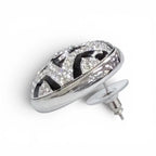 Chanel CC Logo Star Rhinestone Earrings Silver Black — view 4