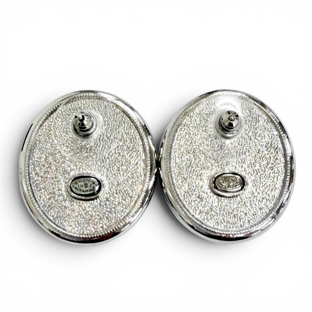 Chanel CC Logo Star Rhinestone Earrings Silver Black — view 3