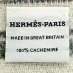 Hermes Band de Repo Cashmere Gray Flannel Ivoire Bicolor Fringe Long Scarf — view 8