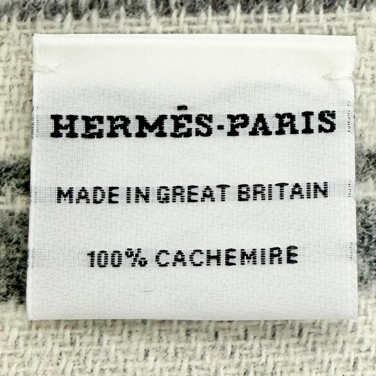 Hermes Band de Repo Cashmere Gray Flannel Ivoire Bicolor Fringe Long Scarf — view 8