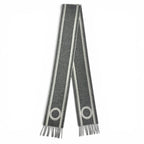 Hermes Band de Repo Cashmere Gray Flannel Ivoire Bicolor Fringe Long Scarf — view 4