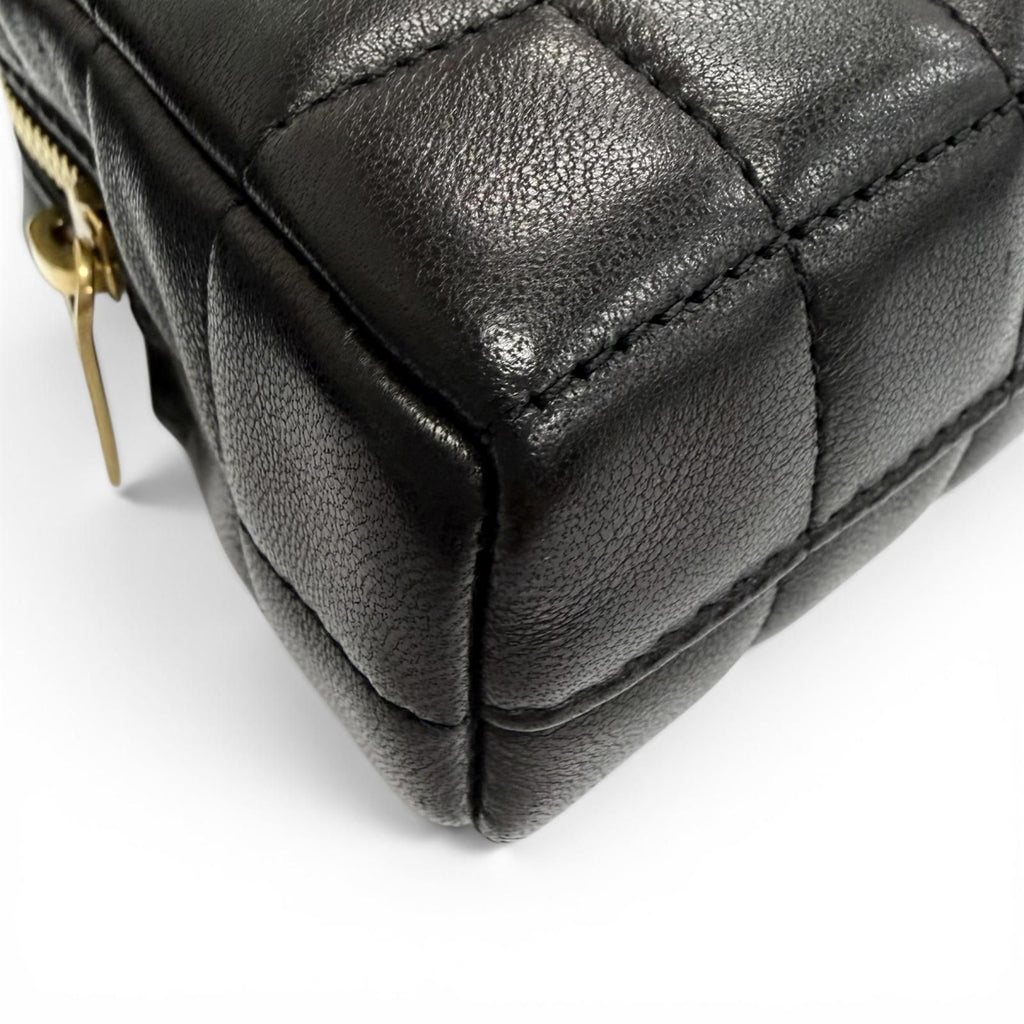 Saint Laurent Paris Cassandra Logo Square Leather Quilted Pouch Black — view 7