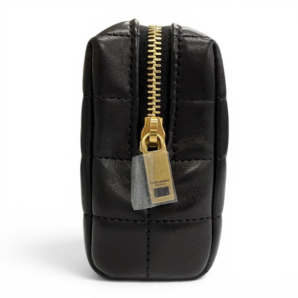Saint Laurent Paris Cassandra Logo Square Leather Quilted Pouch Black — view 4