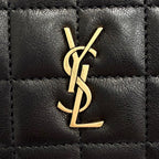 Saint Laurent Paris Cassandra Logo Square Leather Quilted Pouch Black — view 8