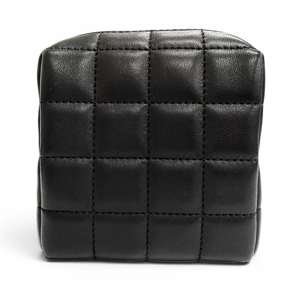 Saint Laurent Paris Cassandra Logo Square Leather Quilted Pouch Black — view 3