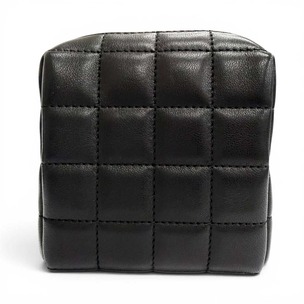 Saint Laurent Paris Cassandra Logo Square Leather Quilted Pouch Black — view 3