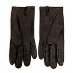 Hermes Lambskin Lining Silk 100% H Logo Design Gloves Brown 7.5 — view 3