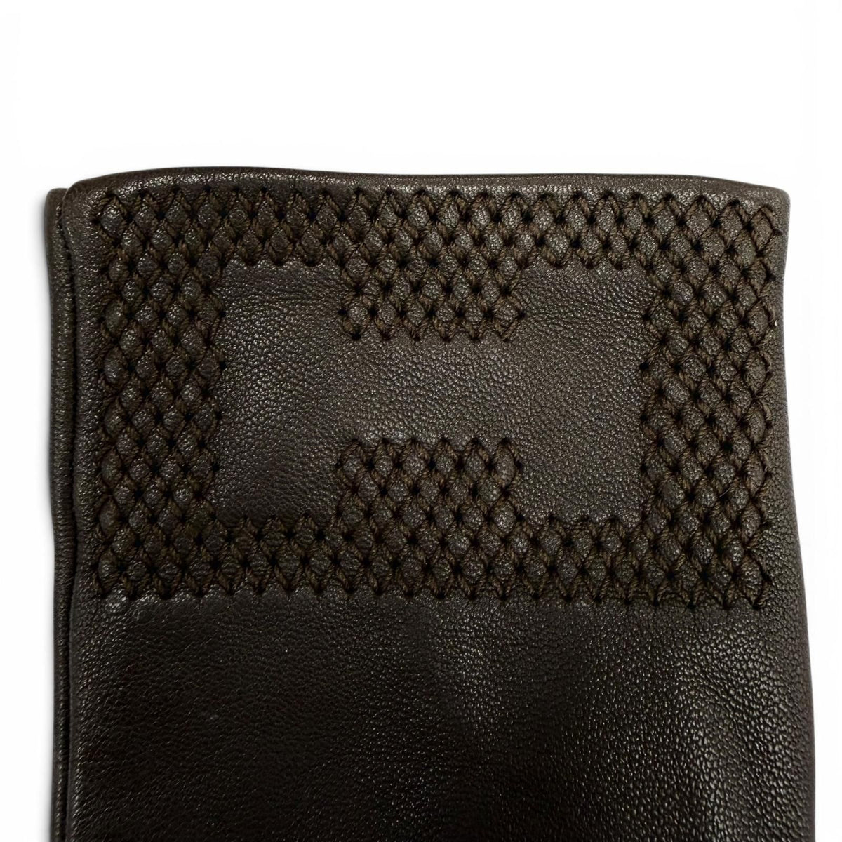 Hermes Lambskin Lining Silk 100% H Logo Design Gloves Brown 7.5 — view 5