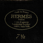 Hermes Lambskin Lining Silk 100% H Logo Design Gloves Brown 7.5 — view 6