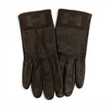 Hermes Lambskin Lining Silk 100% H Logo Design Gloves Brown 7.5
