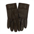 Hermes Lambskin Lining Silk 100% H Logo Design Gloves Brown 7.5