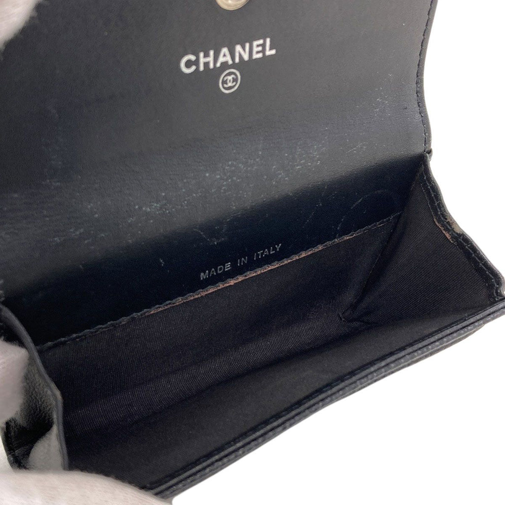 Chanel CC Logo Silver Card Case Grained Calfskin — view 5