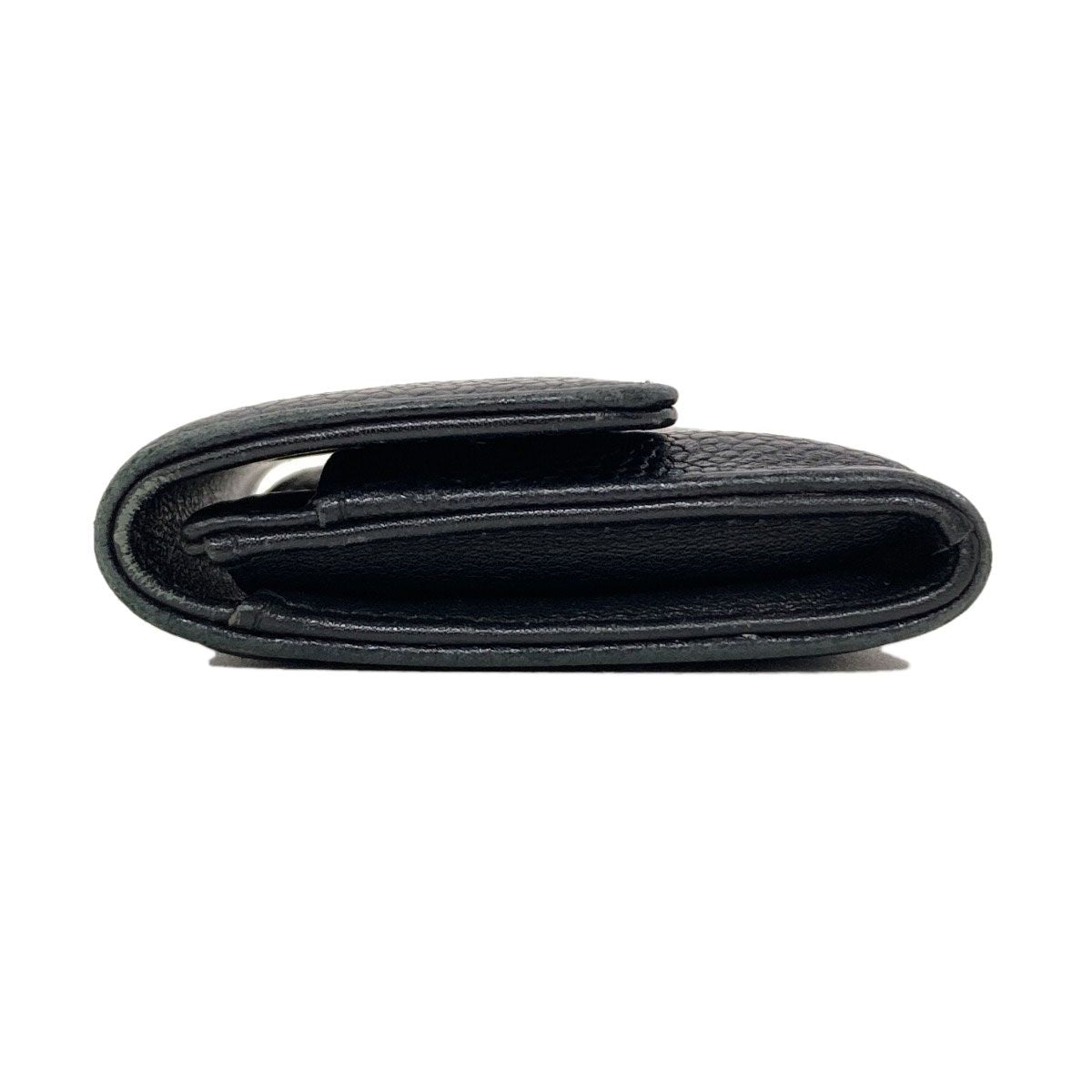 Chanel CC Logo Silver Card Case Grained Calfskin — view 3