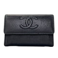 Chanel CC Logo Silver Card Case Grained Calfskin
