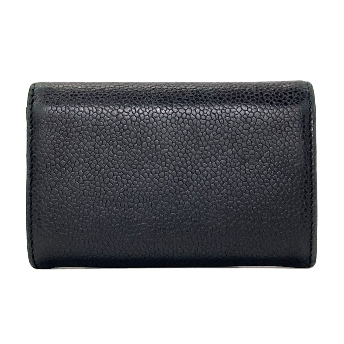 Chanel CC Logo Silver Card Case Grained Calfskin — view 2