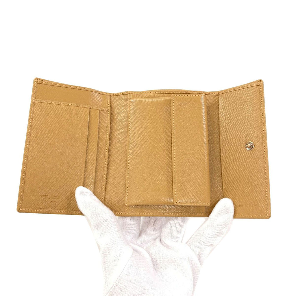 Prada Logo Trifold Wallet Leather — view 4