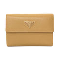 Prada Logo Trifold Wallet Leather